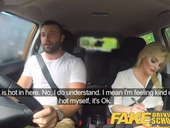 Fake Driving School Sexy busty posh blonde examiner sucks and fucks in car
