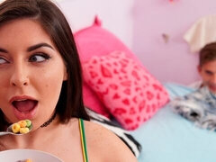 Very cute and lusty chick Keira Croft shows her oral skills