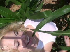 Young blonde Jeannine Hansen - Wet & Wild In The Corn - Big natural tits