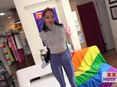 Sub Ebony babe throat pounded and mouth filled with cum load