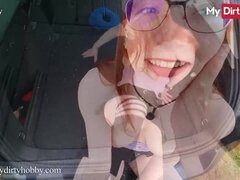 Redhead FinaFoxy's Car Breaks Down & Lucky For Her, A Guy Picks Her Up & She Thanks Him - outdoor POV