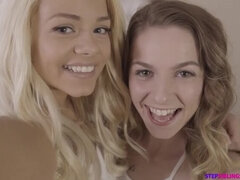 Step Brother Crashes Sister's Sleepover: Alana Summers & Elsa Jean in Lingerie