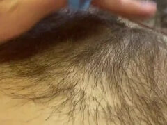 Hairy Pussy Haircut Close-Up - Cute Blonde MILF Trims Bush