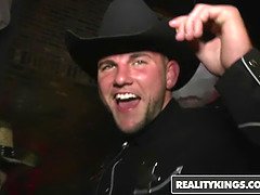 Party of teen sluts with small tits & small boobs get wild with cock sucking & riding in the VIP