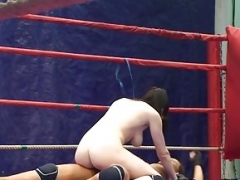 Bigtits glam european wrestling on the floor