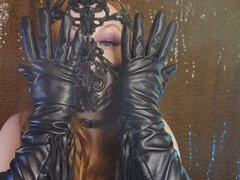 Sensual ASMR with latex mask and leather gloves featuring the stunning redhead MILF Arya Grander