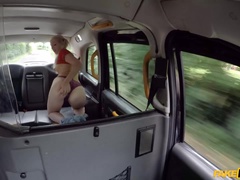 Blonde squirter gagging on backseat