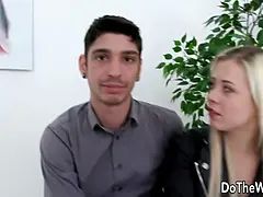 Hot Petite Wife Anna Rey Swallows in Front of Her Hopeless Cuckold