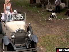 항문, 금발의, 흑갈색 머리, 깊은목구멍, 그룹, 야외의, 스타킹