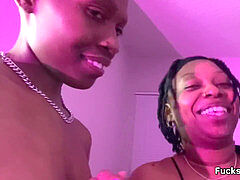 Ebony lesbian, strap on, ebony stud strap