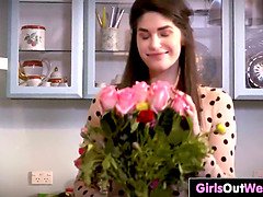 흑갈색 머리, Hd, 부엌, 레즈비언, 대단히, 젖꼭지, 땋은 머리, 보지