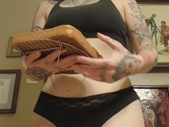 Girl sits on cake and lets it rip with a sexy fart