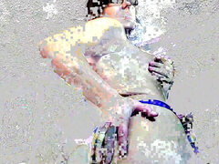 Culo grosso, Brunetta, Masturbazione, Mutandine, Tette