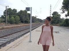 Strand, Fekete, Cumizás, Európai, Természetes mellek, Szabadban, Nyilvános, Leborotvált