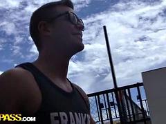 Risky public flashing and steamy group fucking