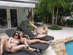 Alessia Luna, Mina Moon and Nikki Sweet  FFFM by the pool