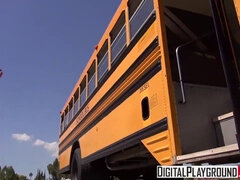 Jake Jace and Natalie Monroe get naughty in a school bus - Freeporn video