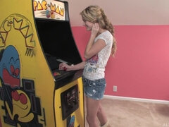 Naked teen Sara Jaymes likes Retro Arcade Games