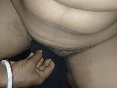 Chubby babe gets her tight pussy filled with cream in the bathroom