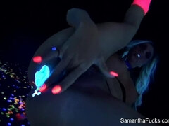Blacklight masturbation with super hot Samantha Saint