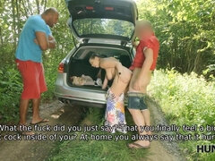 Amaterji, Babe, Rjavolaska, Busty, Par, Husband, Zunaj, Resničnost