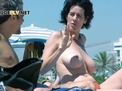 Strand, Grote mammen, Vrouw, Hd, Naakt, Naakt, Nudist, Openbaar