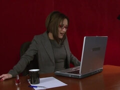 Guy hooks up with his secretary in stockings