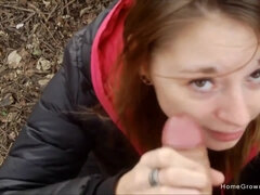 HOMEGROWNVIDEO - Adorable woman deep throats her boyfriends schlong at the park