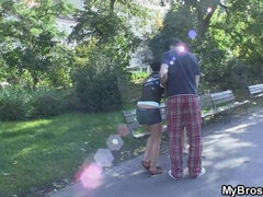 Cheating girlfriend speading legs for his bro