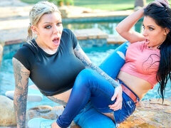 Sensual angels Karma RX and Gianna Grey are enjoying lesbian games