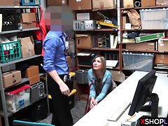 Big tits teen suspected and fucked by a security guard