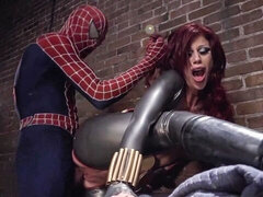 Spider man with a big dick fucked a redhead doll Brooklyn Lee