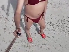 Cute sexy tranny in bikini and heels in public, very hot