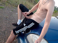 Grosse bite, Voiture, Homosexuelle, Masturbation, De plein air, Public, Russe