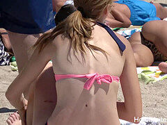 uber-sexy arse Big bosoms Bikini and Topless Sexy Teens Beach Voyeur HD Video