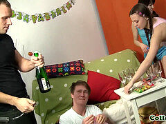 euro school teenagers starting up a orgy party