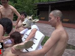 Asian coquette crazy outdoor gangbang video