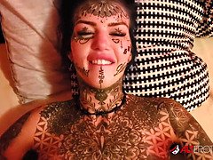 Inked up beauty Amber Luke craves a big cock