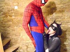 COSPLAY honies huge-chested Catwoman torn up by Spiderman