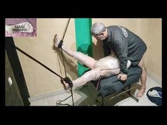 Enthousiasteling, Bondage discipline sadomasochisme, Gebondenheid, Stel, Dominatie, Rijpe lesbienne, Portugees, Straf