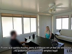 Loan4k. hombre toma camara y organiza casting porno en agencia