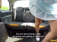 Curly-haired bimbo gets eaten out and fucked by her taxi driver