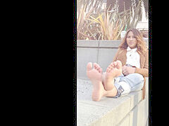 Pieds, Fille latino, De plein air, Public