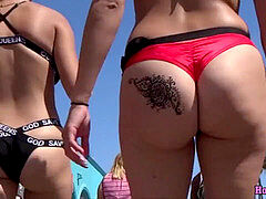 Close Up Bikini Spy gigantic caboose knickers Teens Beach Voyeur HD Vid