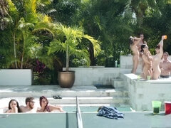 Robby fucks two sexy girls by the pool