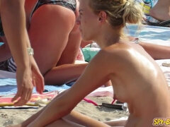 Bra-Less & Bathing Suit Beach ULTRA-KINKY Teenies - Spycam Beach Movie