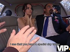 Random passerby scores luxurious bride in the wedding limo