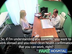 Karol Lilien gets a hot creampie from the doctor while her fakehospital boobs bounce