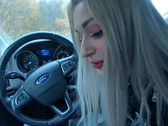 Amatorka, Blondynka, Obciąganie, Samochód, Twarzowy, Fetysz, Hardcore, Ssanie