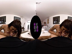 3d, Kukk suging, Sperm skott, Ansiktssperm, Runke, Hardcore, Latina, Tattovering